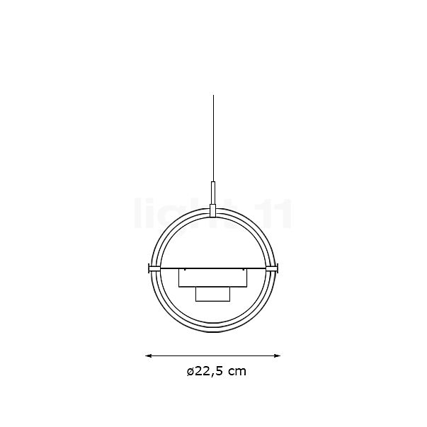 Gubi Multi-Lite, lámpara de suspensión cromo/cromo - ø22,5 cm - alzado con dimensiones