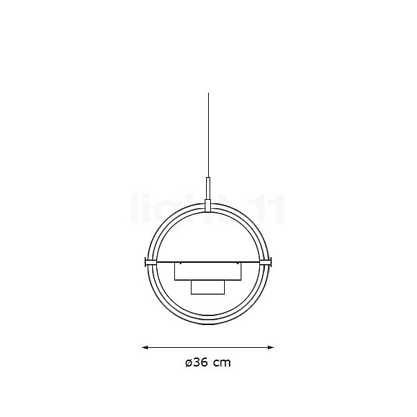Gubi Multi-Lite, lámpara de suspensión cromo/cromo - ø36 cm - alzado con dimensiones