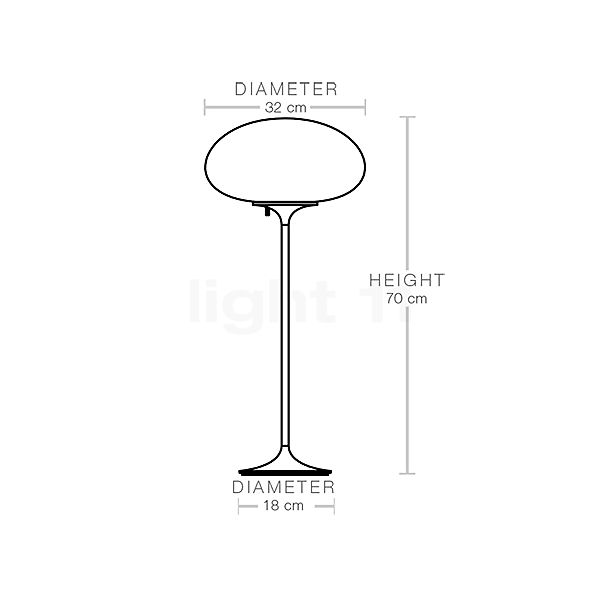 Gubi Stemlite Lampe de table satiné/gris - 70 cm - vue en coupe