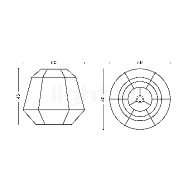 HAY Bonbon Shade, lámpara de suspensión earth tones - ø50 cm - alzado con dimensiones