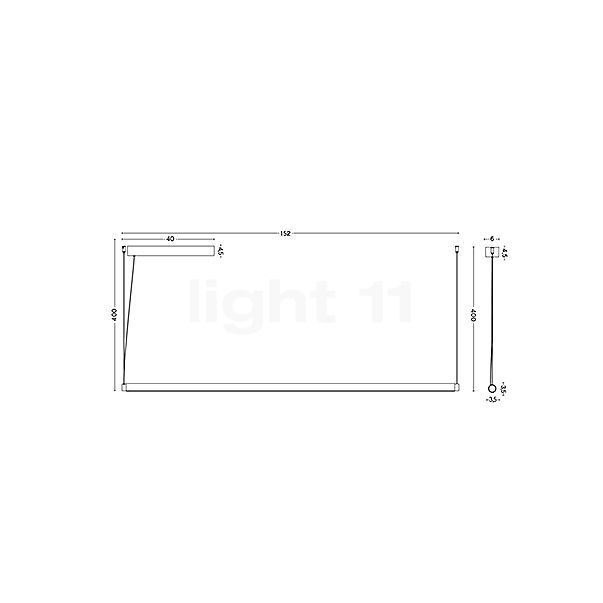 HAY Factor Linear Lampada a sospensione LED nero - diffondere - 150 cm - vista in sezione