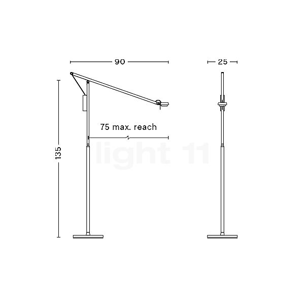 HAY Fifty-Fifty Floor Lamp LED black sketch