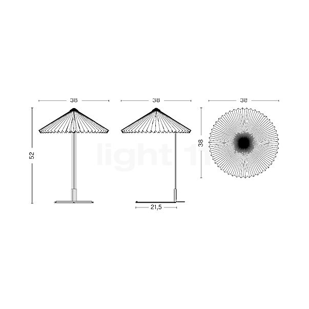 HAY Matin L, lámpara de sobremesa LED blanco - alzado con dimensiones