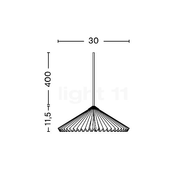 HAY Matin, lámpara de suspensión naranja - ø30 cm - alzado con dimensiones