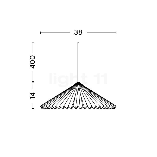 HAY Matin, lámpara de suspensión púrpura - ø38 cm - alzado con dimensiones