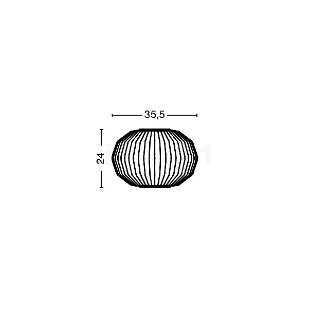 HAY Nelson Angled Sphere Bubble, lámpara de suspensión ø35,5 cm - alzado con dimensiones