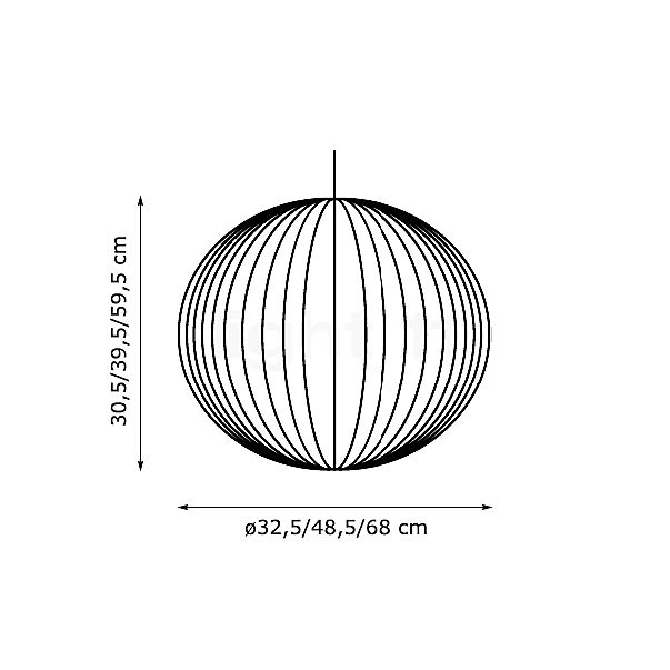 HAY Nelson Ball Bubble, lámpara de suspensión ø68 cm - alzado con dimensiones