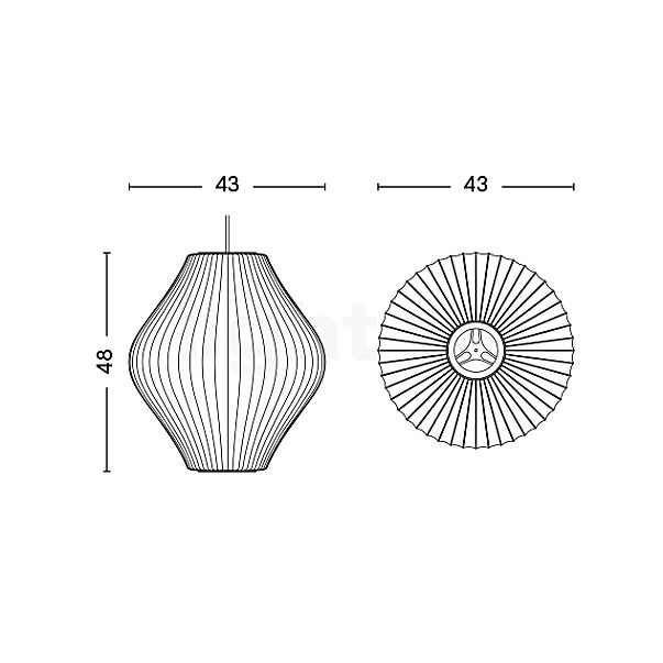 HAY Nelson Pear Bubble, lámpara de suspensión 48 cm - alzado con dimensiones