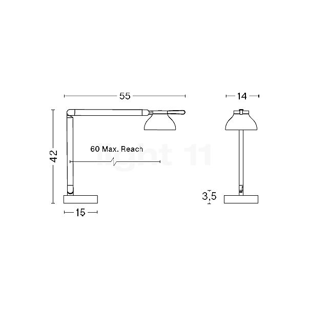 HAY PC Double Arm Desk Lamp LED soft black sketch