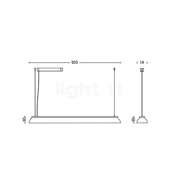 HAY PC Linear Lampada a sospensione LED bianco - vista in sezione