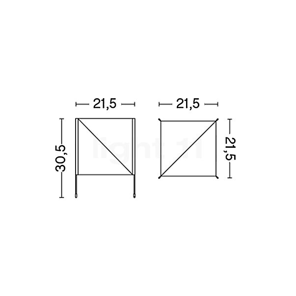 HAY Paper Cube, lámpara de sobremesa small - alzado con dimensiones