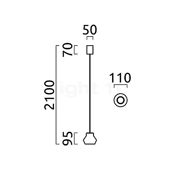 Helestra Fou Pendelleuchte LED schwarz matt/Glas grau - ø11 cm Skizze