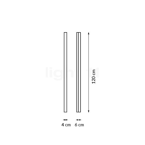 Helestra Lado Lampada da parete LED cromo - 120 cm - vista in sezione