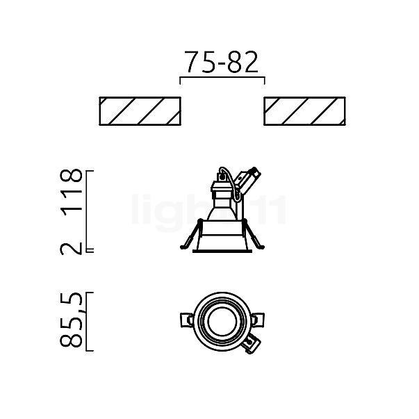 Helestra Neso Plafondinbouwlamp wit - set van 4 schets