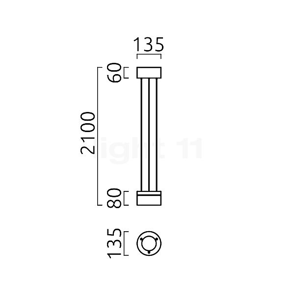 Helestra Oda Suspension LED noirchrome - sans verre - vue en coupe