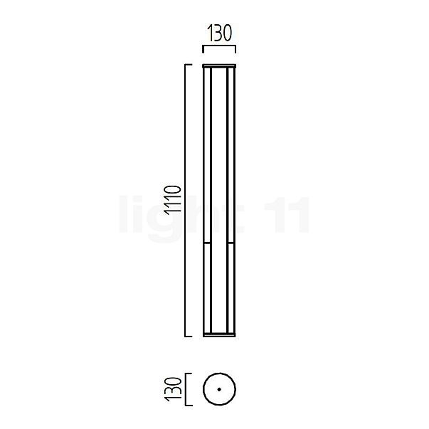 Helestra Pier Borne lumineuse LED graphite - 111 cm - vue en coupe