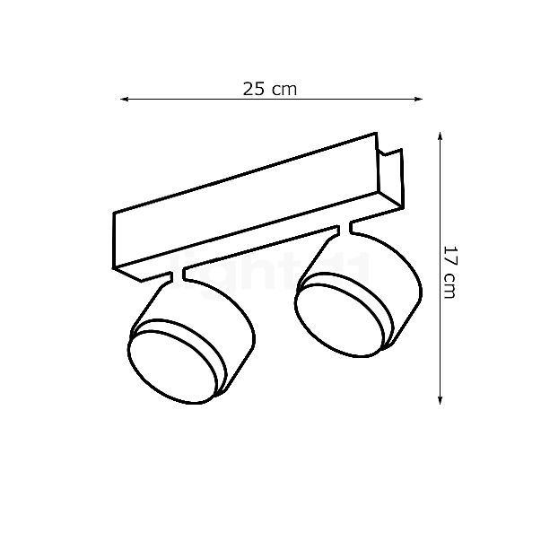 Helestra Pont Plafondlamp LED 2-lichts zwart mat schets