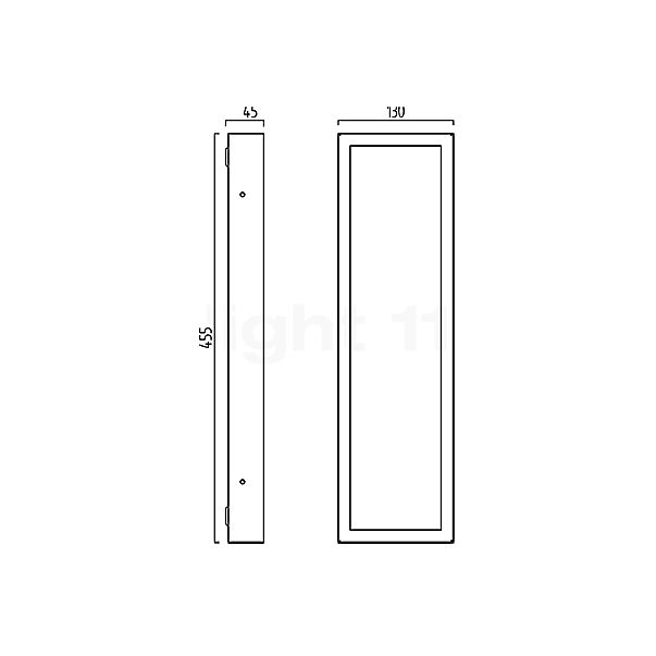 Helestra Scala Wandleuchte LED Edelstahl - 45,5 x 13 cm Skizze