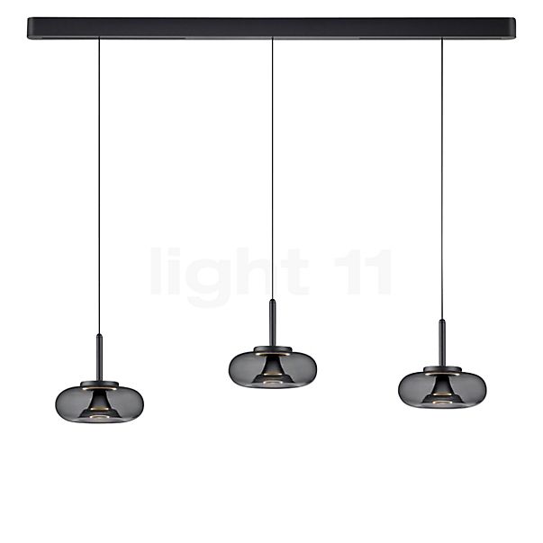 Helestra Sica, lámpara de suspensión LED 3 focos negro - 22 cm