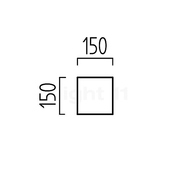 Helestra Siri Lampada da parete LED grigio argentato - cubo - 15 cm - vista in sezione