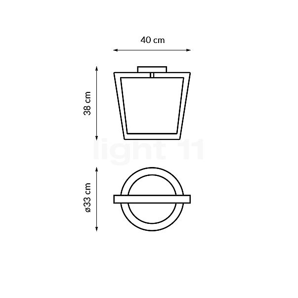 Helestra Uka Lampada da soffitto nero/nero - vista in sezione