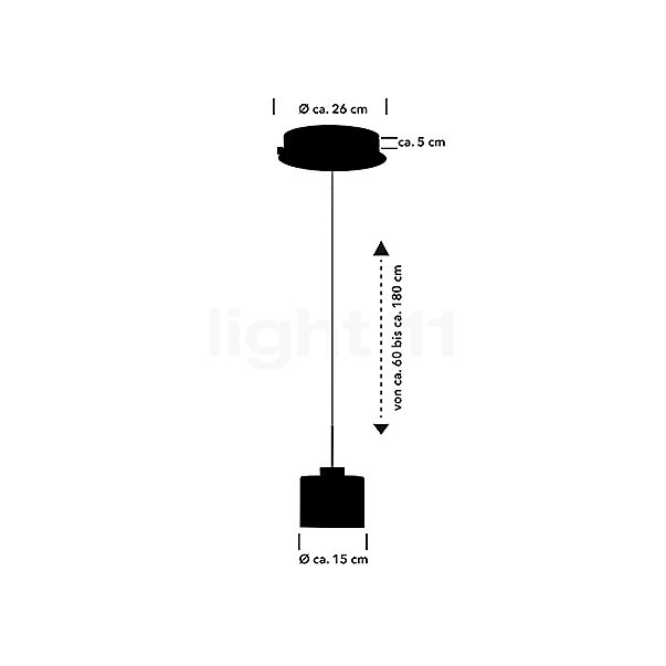 Hell Abby Hanglamp LED 1-licht aluminium mat schets