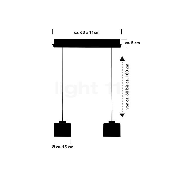 Hell Abby Hanglamp LED 2-lichts aluminium mat schets