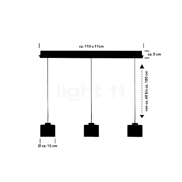 Hell Abby Hanglamp LED 3-lichts aluminium mat schets