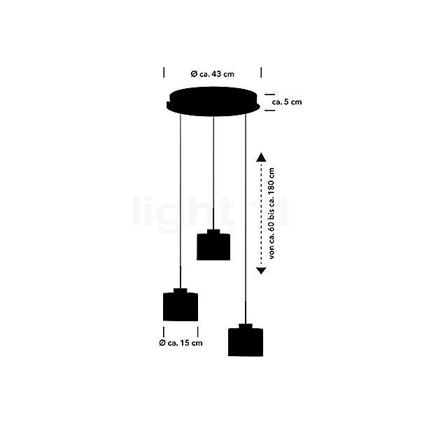 Hell Abby Hanglamp LED Cluster - 3-lichts aluminium mat schets