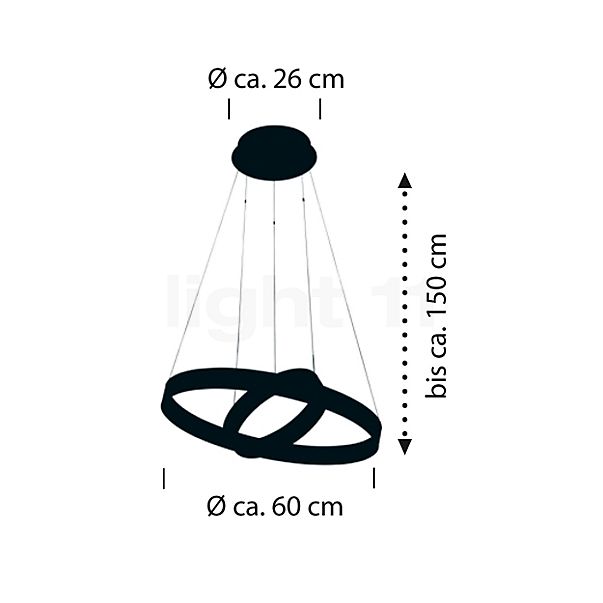 Hell Delta Hanglamp LED rond - 2-lichts zwart schets