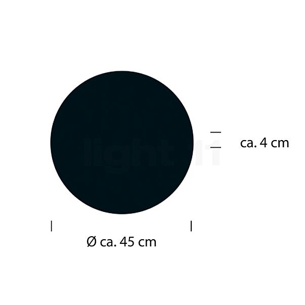 Hell Delta, lámpara de techo LED negro - 45 cm - alzado con dimensiones