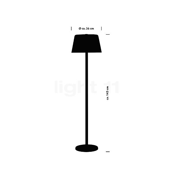 Hell Elegance Lampadaire laiton mat - vue en coupe