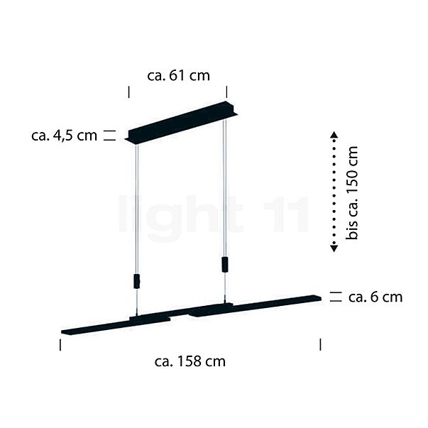 Hell Less Pendel LED antrazit - 158 cm skitse