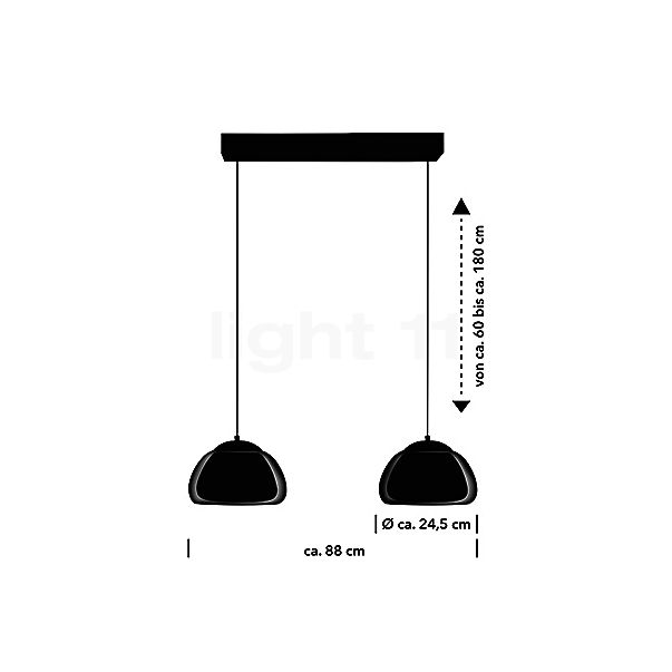 Hell Luxxo Suspension LED 2 foyers noir - vue en coupe