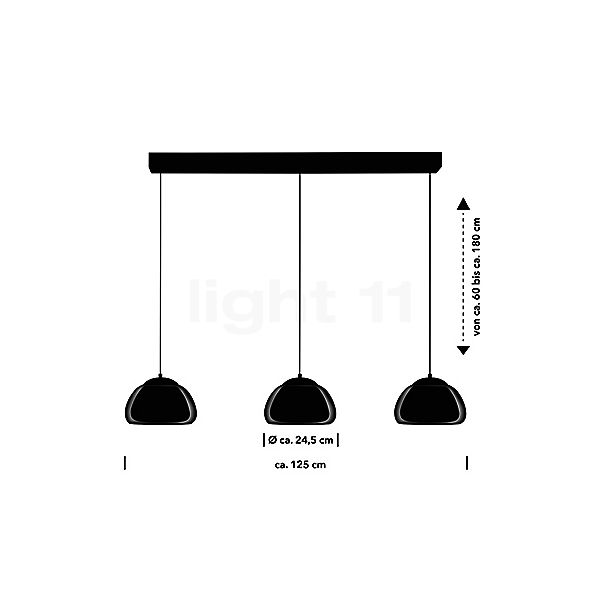 Hell Luxxo Suspension LED 3 foyers noir - vue en coupe