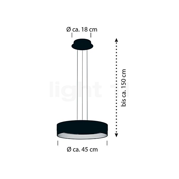 Hell Mesh Suspension LED noir/doré - 45 cm - vue en coupe