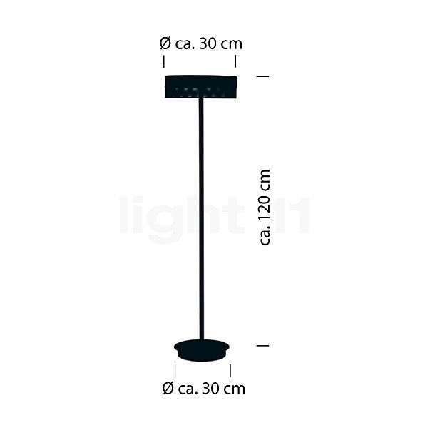 Hell Mesh, lámpara de pie LED arena - 120 cm - alzado con dimensiones