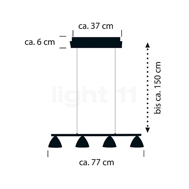 Hell Mona Lampada a sospensione LED ottone opaco - 77 cm - vista in sezione