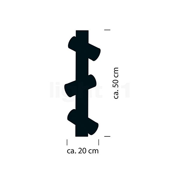 Hell Polo Loftlampe 3-flammer sort - square skitse