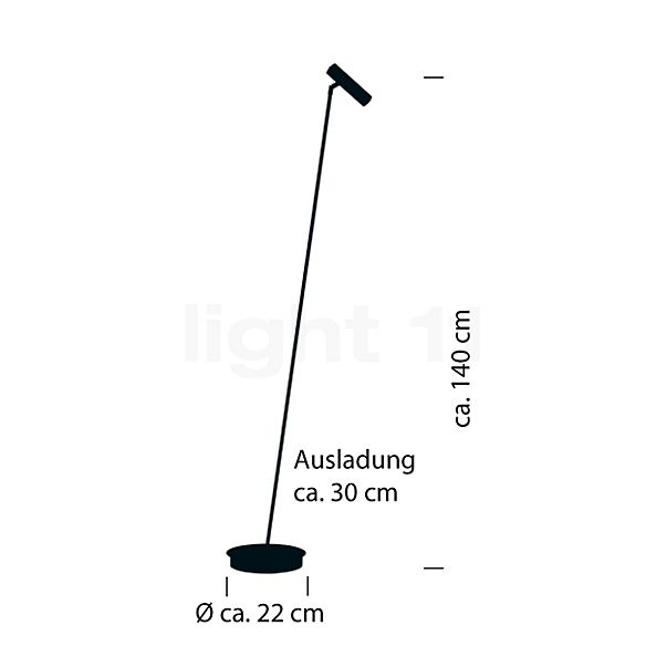 Hell Tom Gulvlampe LED nikkel skitse