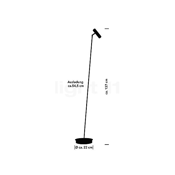 Hell Tom Pro Gulvlampe LED 1-flamme nikkel mat skitse