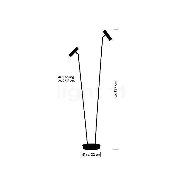 Hell Tom Pro Lampada da terra LED 2 fuochi nero - vista in sezione