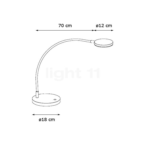 Holtkötter Flex T Lampe de table LED aluminium/gris - vue en coupe