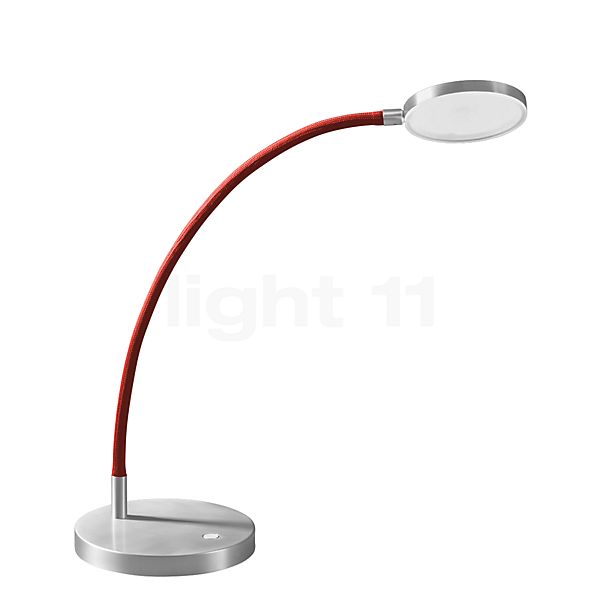 Holtkötter Flex T, lámpara de sobremesa LED aluminio/rojo