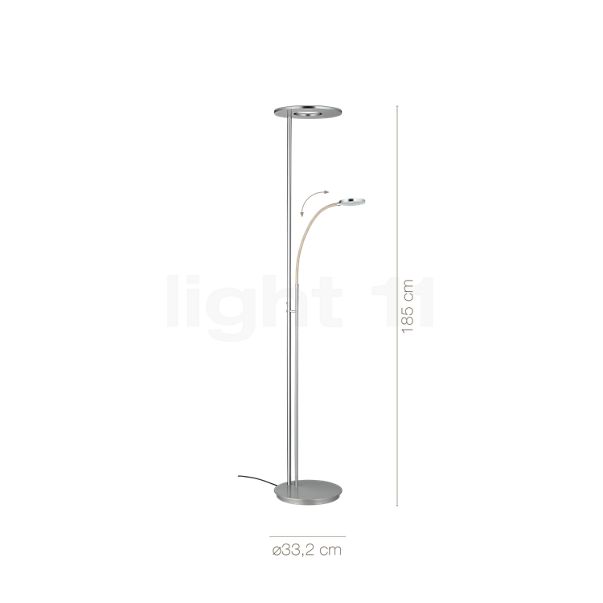 Dati tecnici del/della Holtkötter Nova Flex Lampada a stelo LED alluminio/grigio in dettaglio: altezza, larghezza, profondità e diametro dei singoli componenti.