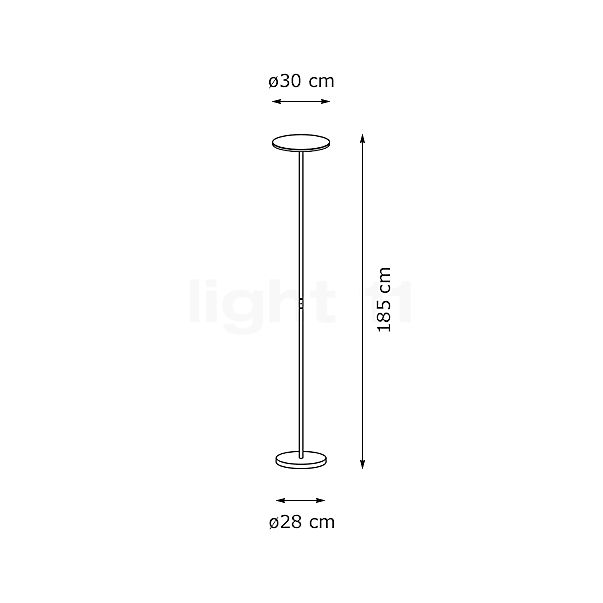 Holtkötter Plano Gulvlampe med Uplight LED aluminium mat skitse