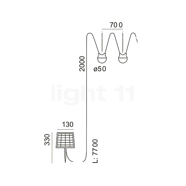 IP44.DE Cherry Bubbls Fairy lichten LED zwart - met zonnepaneel schets