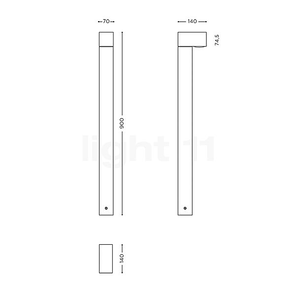 IP44.DE Como Bollard Light LED anthracite sketch