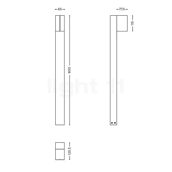 IP44.DE Cut Bollard Light LED anthracite sketch