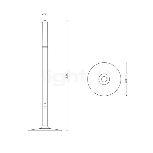 IP44.DE Glim Acculamp LED zwart schets